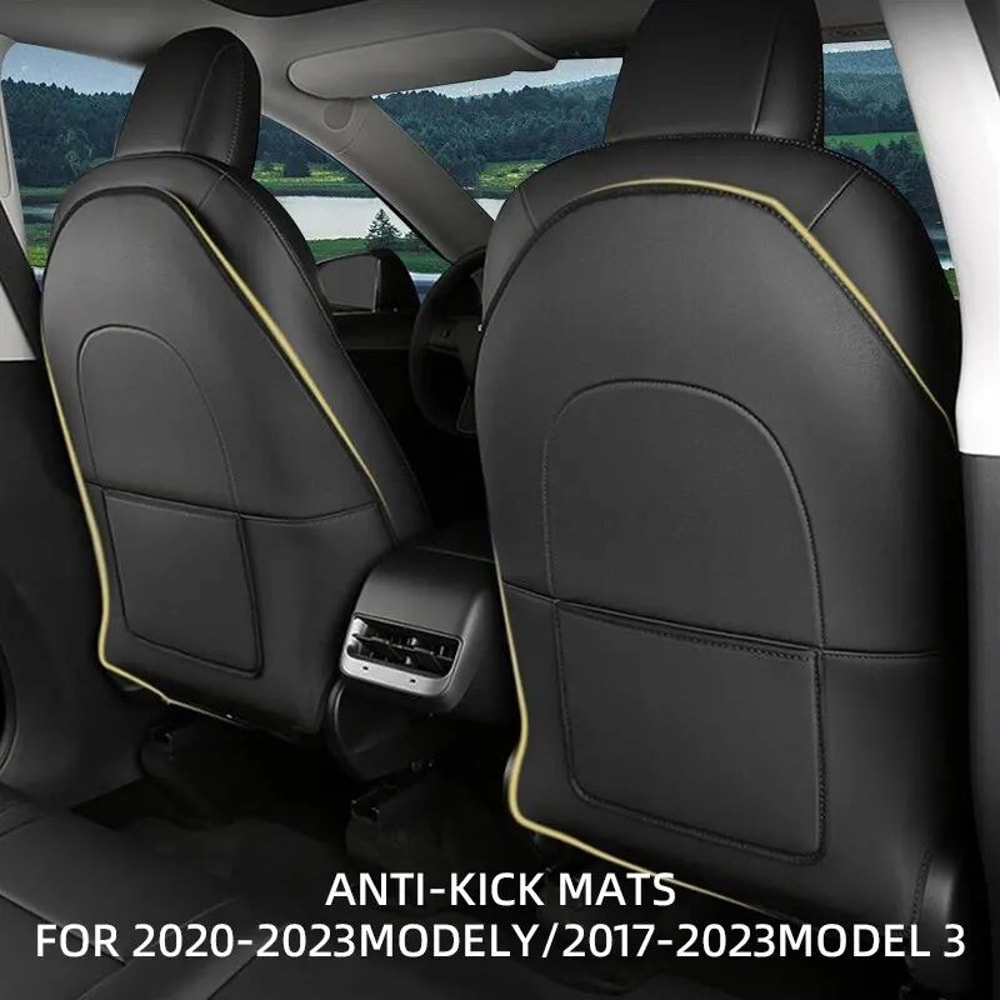Premium Leather Tesla Seat Back Protector For Model Y Model 3 0