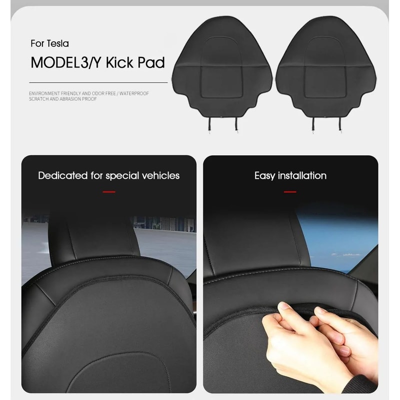 Premium Leather Tesla Seat Back Protector For Model Y Model 3 1