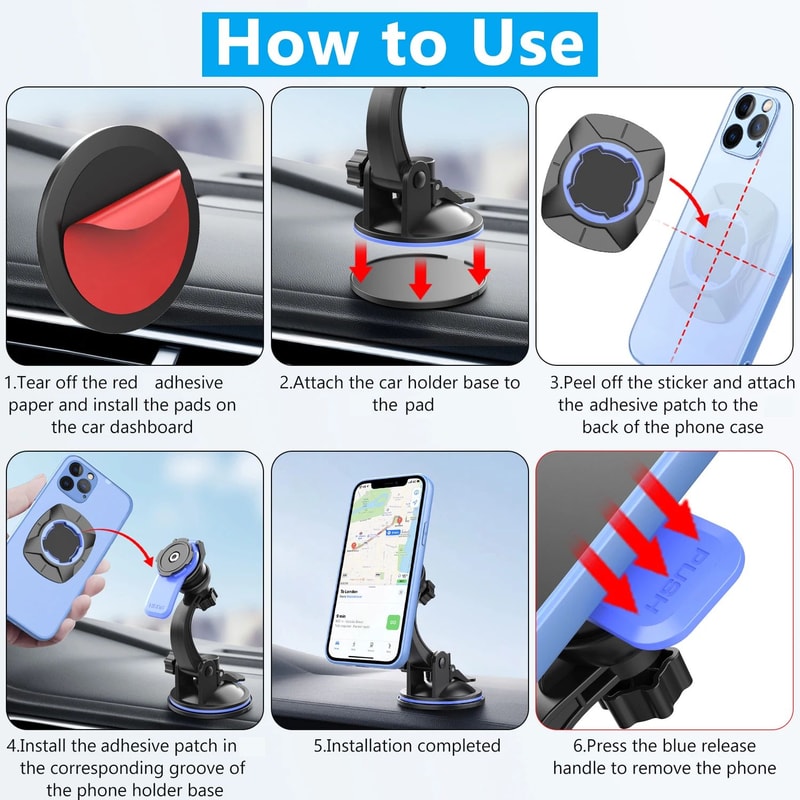 360 Rotating Car Phone Mount Universal DashboardWindshield Suction Holder For Cars Trucks 5