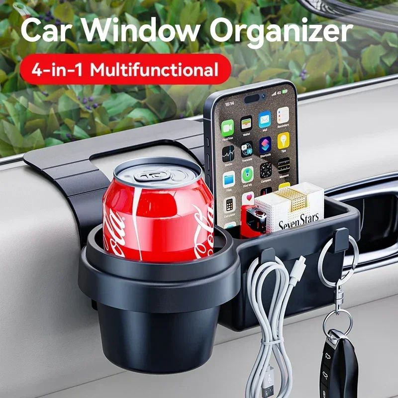 Car Door Cup Holder Phone Mount Organizer Tray 2