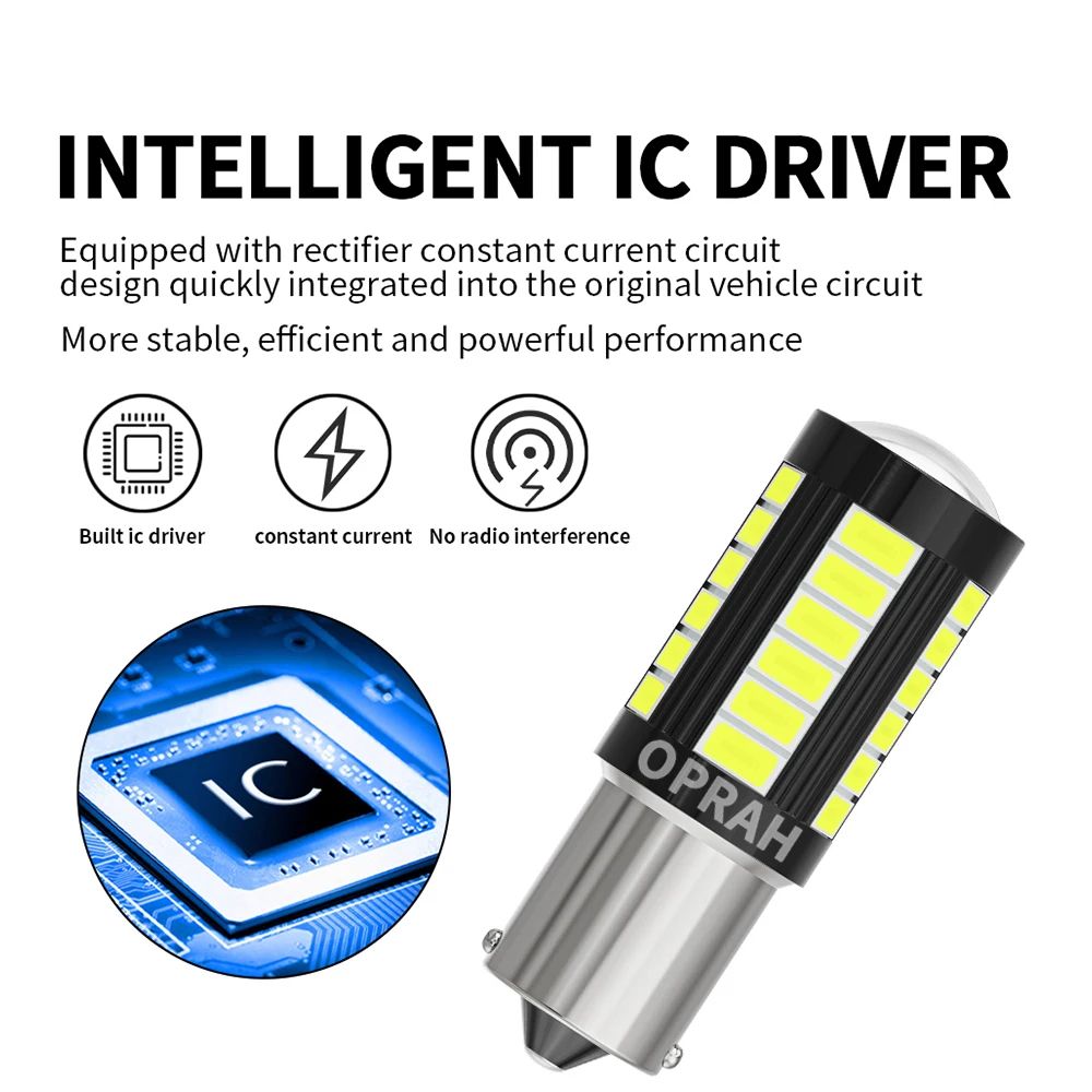 2Pack CANbus ErrorFree 1156 1157 LED Turn Signal Bulbs 12V 24V BA15S BAY15D 3