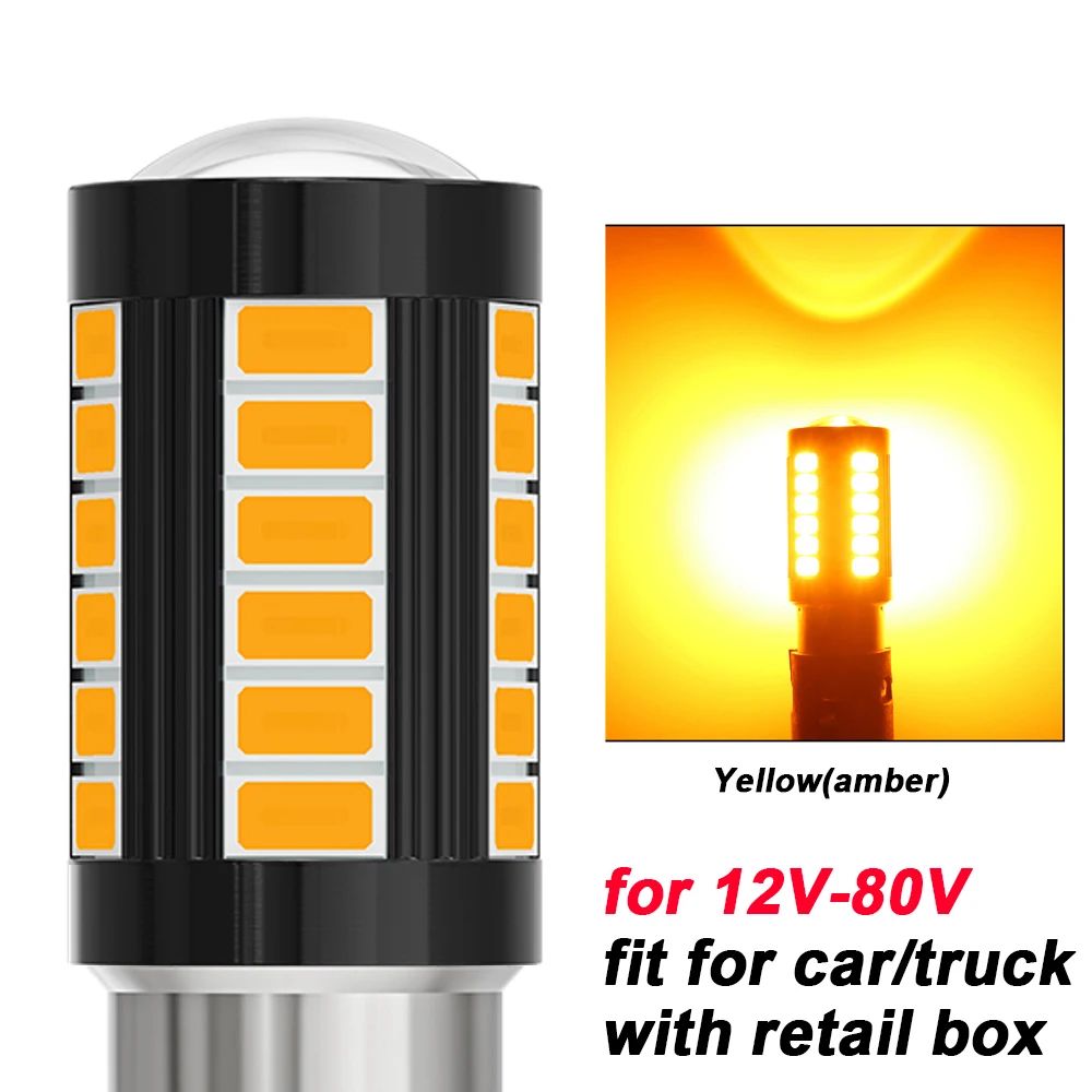 2Pack CANbus ErrorFree 1156 1157 LED Turn Signal Bulbs 12V 24V BA15S BAY15D 10