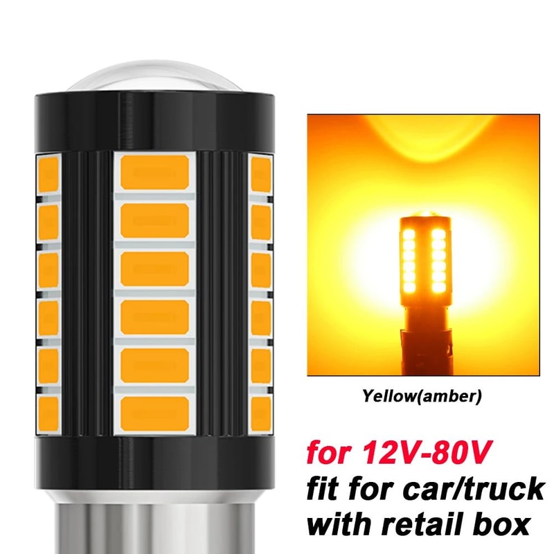 2Pack CANbus ErrorFree 1156 1157 LED Turn Signal Bulbs 12V 24V BA15S BAY15D 10