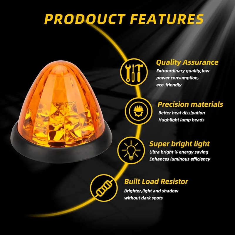 Big Watermelon 24V LED Side Marker Light Truck Clearance Trailer Warning Lamp AlwaysOn Flashing 2