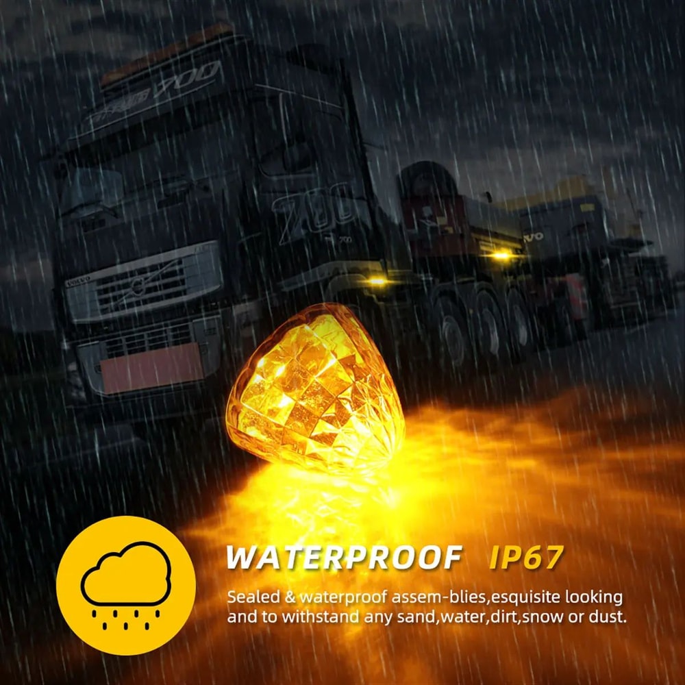 Big Watermelon 24V LED Side Marker Light Truck Clearance Trailer Warning Lamp AlwaysOn Flashing 4