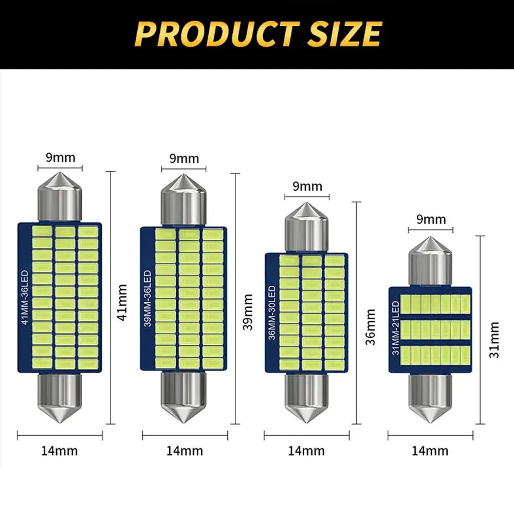 Premium Canbus LED Festoon Bulbs 12V UltraBright C5W Interior License Plate Light Upgrade 1