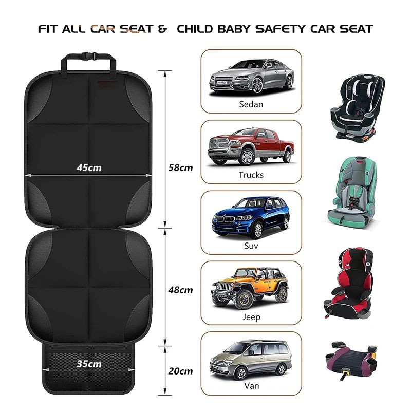 SecureRide Waterproof Car Seat Protector Mat For Baby Child Safety Seats 5