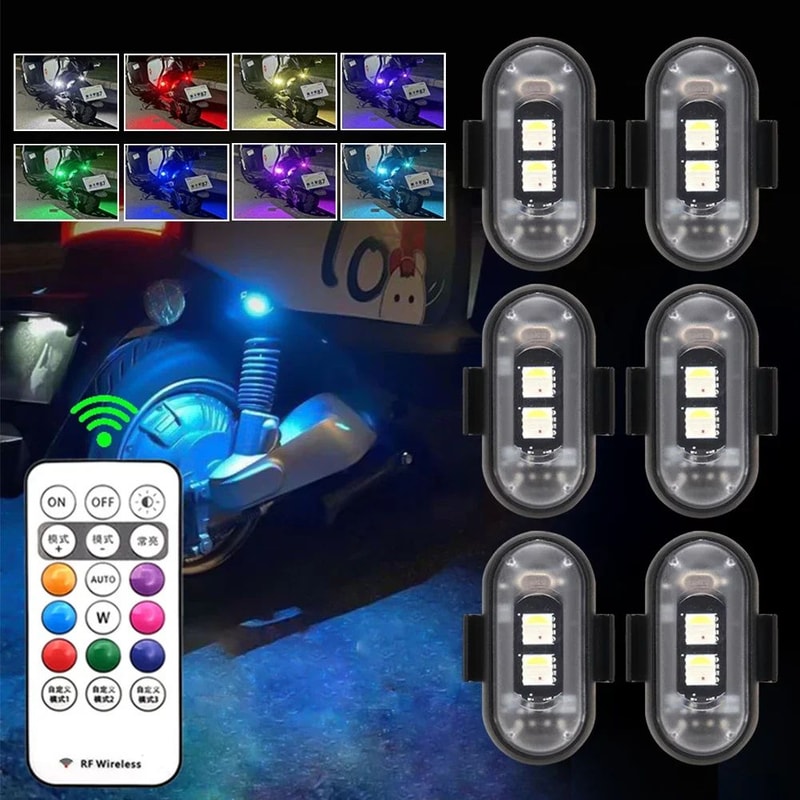 RGB LED Strobe Warning Lights Wireless 8Color Safety Lights For Car Motorcycle 1