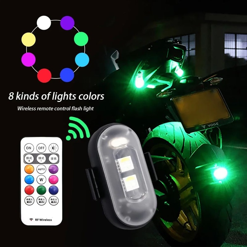 RGB LED Strobe Warning Lights Wireless 8Color Safety Lights For Car Motorcycle 2
