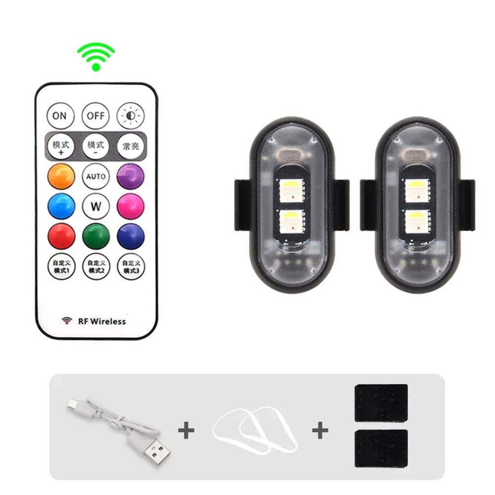 RGB LED Strobe Warning Lights Wireless 8Color Safety Lights For Car Motorcycle 7