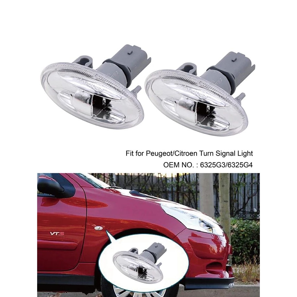 Peugeot LED Side Marker Turn Signal Lights 6325G3 6325G4 Replacement For 107 108 206 1007 407 Partn 3