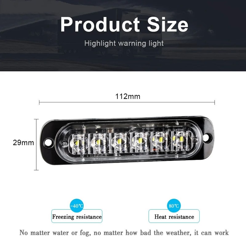 6LED Grille LED Strobe Light 12V24V Compact Emergency Warning Lamp For Cars Trucks 2