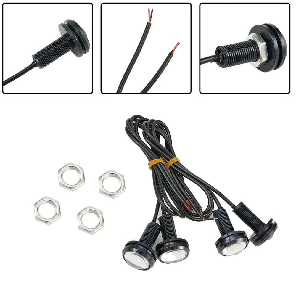 4Pack 12V 15W Eagle Eye LED Daytime Running Lights And Backup Lamps Bright White 3