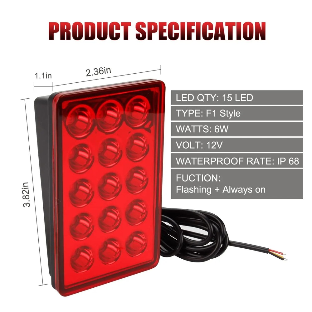 HighVisibility F1 Style LED Brake Light 15LED Rear Safety Warning Lamp For Cars SUVs 1