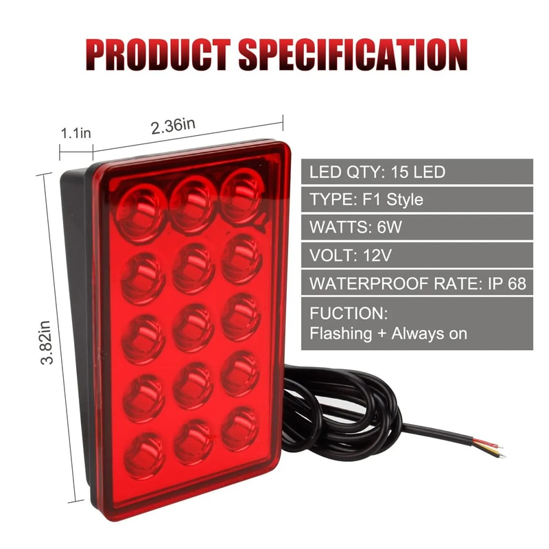 HighVisibility F1 Style LED Brake Light 15LED Rear Safety Warning Lamp For Cars SUVs 1