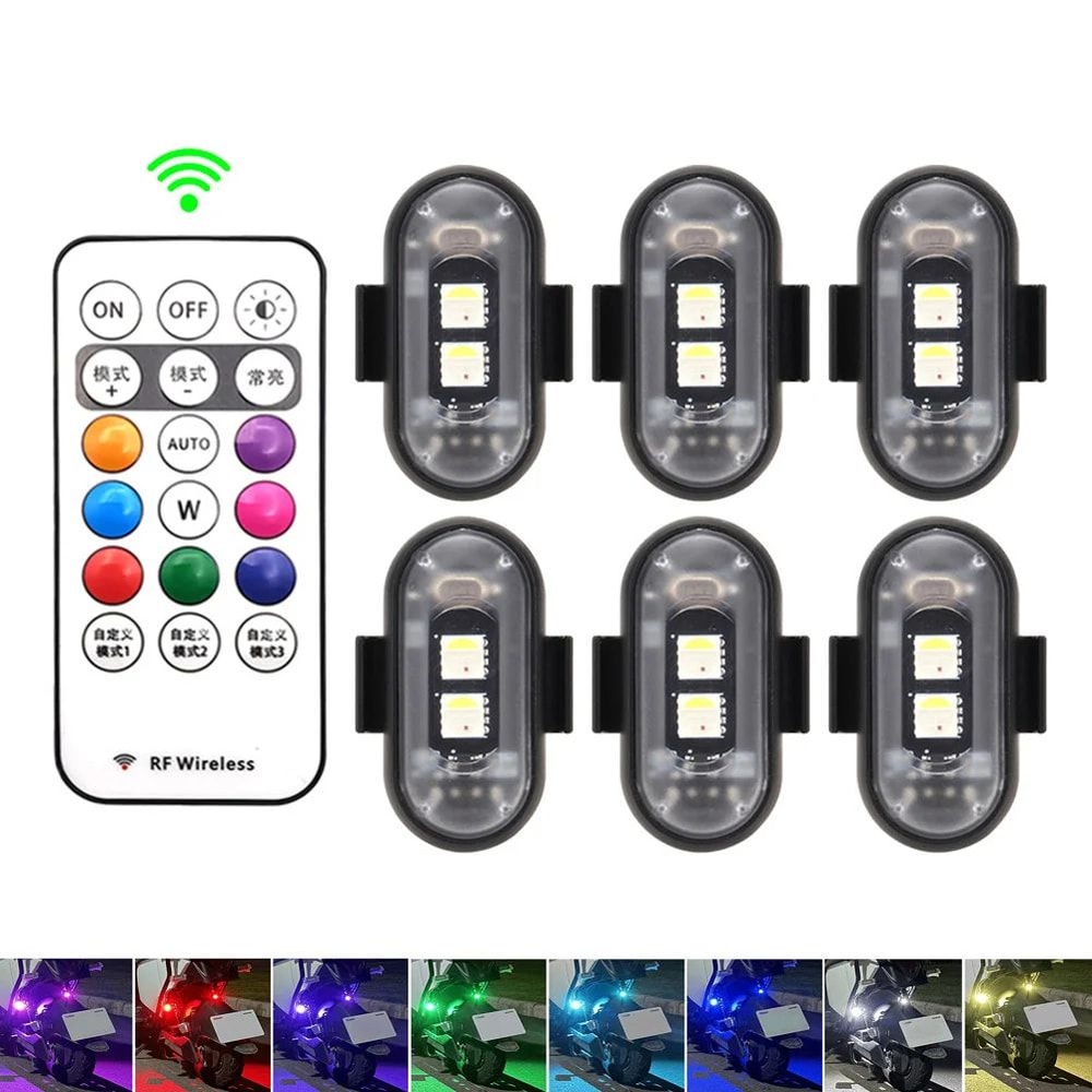 Premium RGB Wireless LED Strobe Lights MultiMode Motorcycle Warning Lights Universal Car Position 0