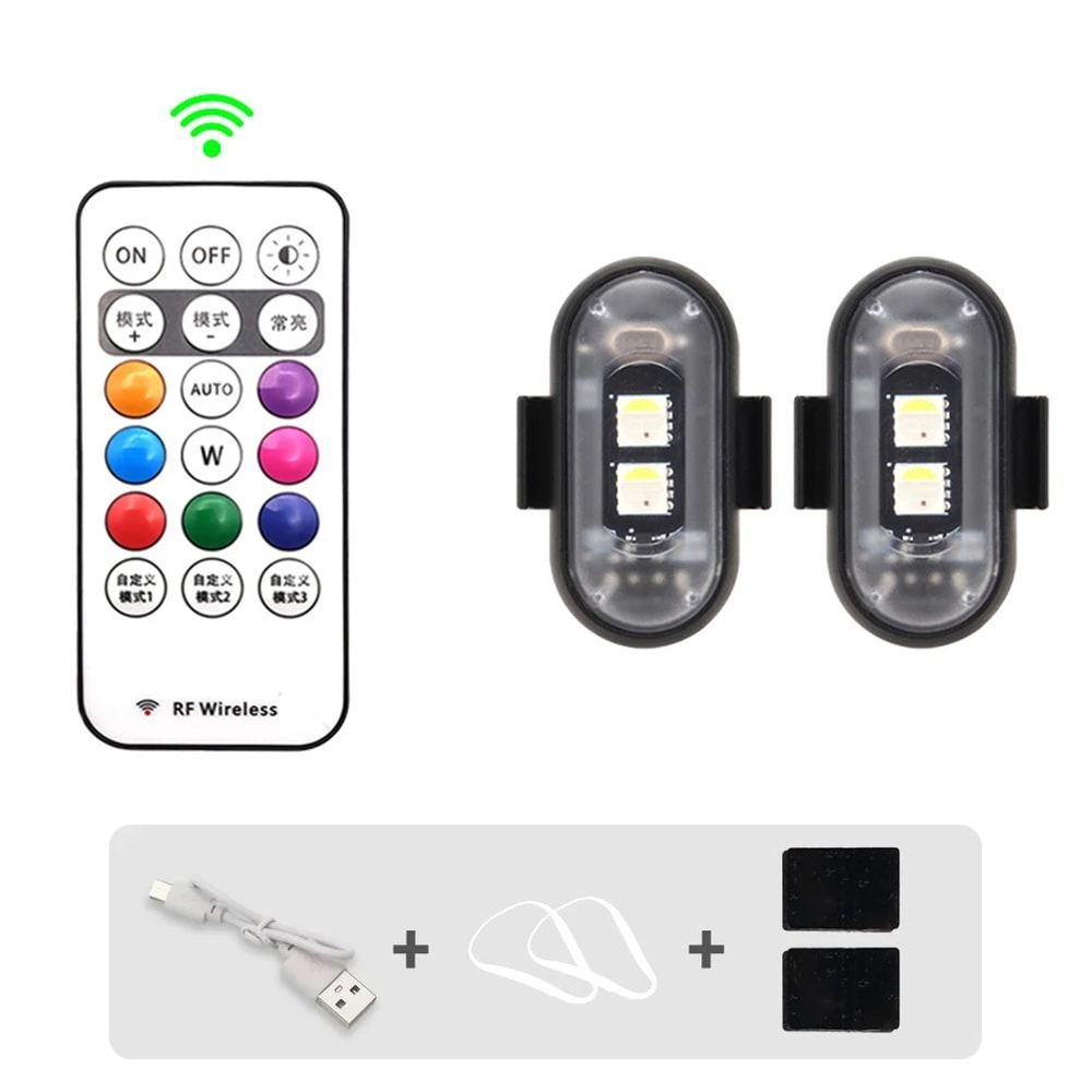 Premium RGB Wireless LED Strobe Lights MultiMode Motorcycle Warning Lights Universal Car Position 7