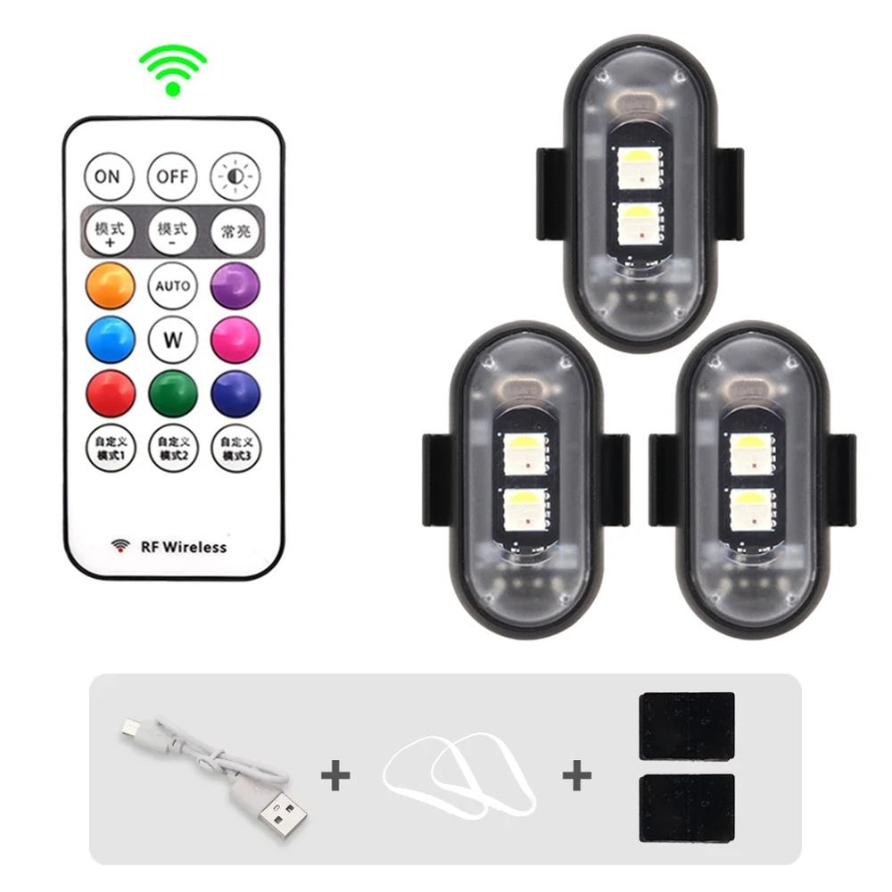 Premium RGB Wireless LED Strobe Lights MultiMode Motorcycle Warning Lights Universal Car Position 8