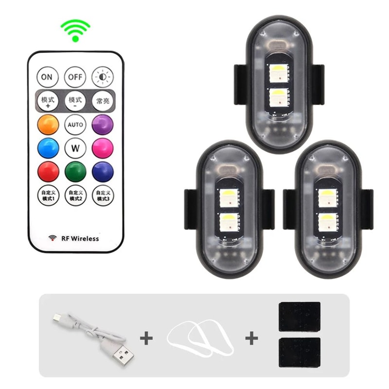 Premium RGB Wireless LED Strobe Lights MultiMode Motorcycle Warning Lights Universal Car Position 8