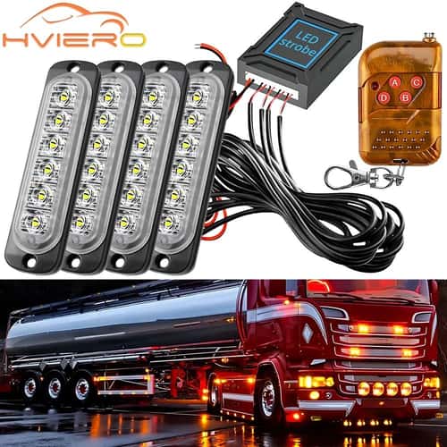24-LED Wireless Car Strobe Light – Magnetic Emergency Warning Light for Trucks & Trailers (12–24V)