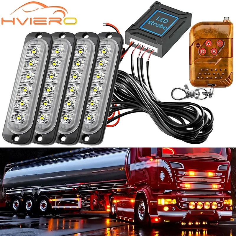 24LED Wireless Car Strobe Light Magnetic Emergency Warning Light For Trucks Trailers 1224V 0