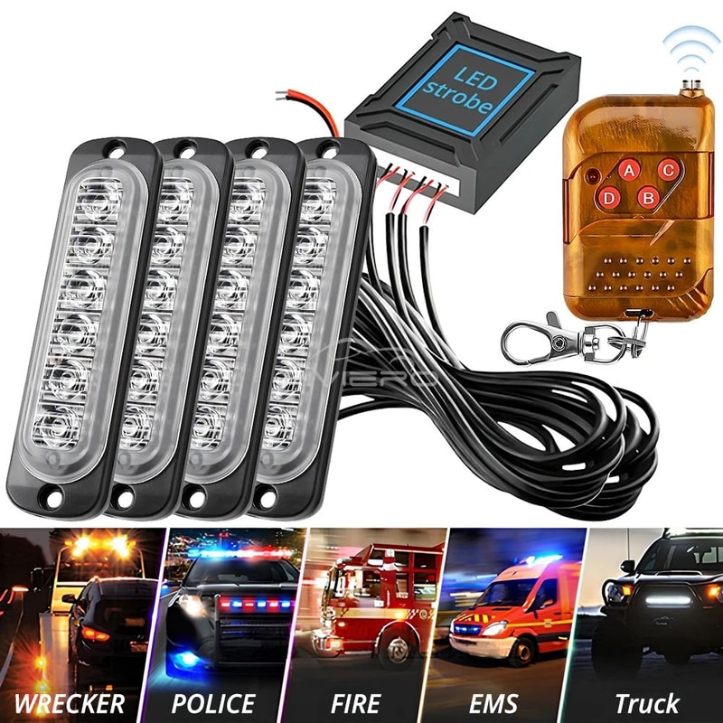 24LED Wireless Car Strobe Light Magnetic Emergency Warning Light For Trucks Trailers 1224V 2
