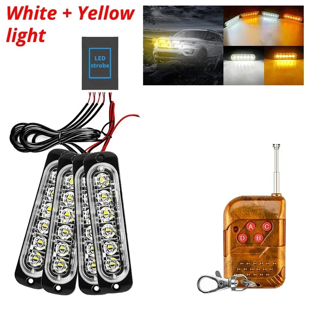 24LED Wireless Car Strobe Light Magnetic Emergency Warning Light For Trucks Trailers 1224V 9