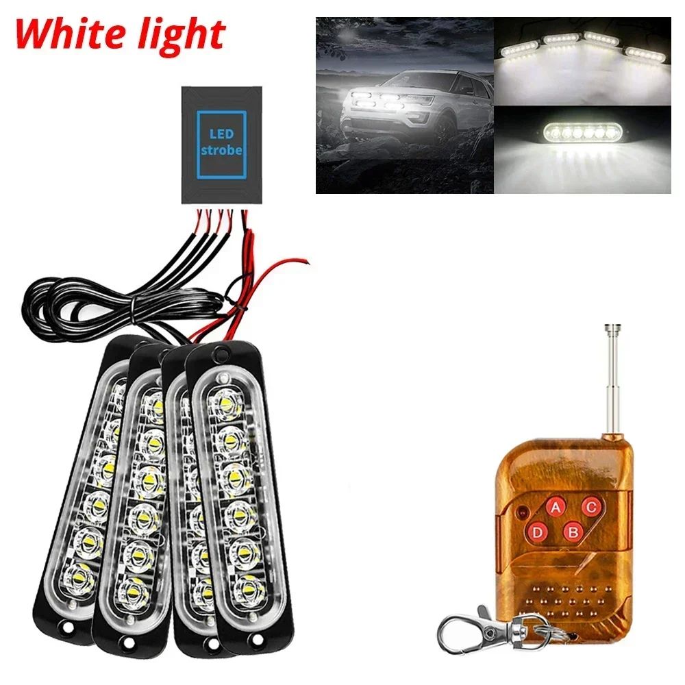 24LED Wireless Car Strobe Light Magnetic Emergency Warning Light For Trucks Trailers 1224V 6