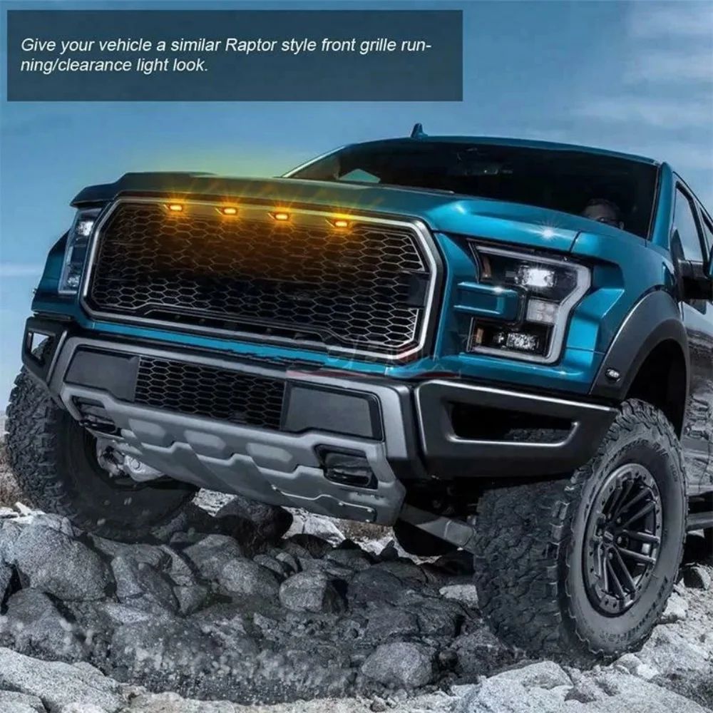 Universal 12LED Car Grille LED Light Smoked Amber White 12V OffRoad Grille Lights For Trucks SUV 5