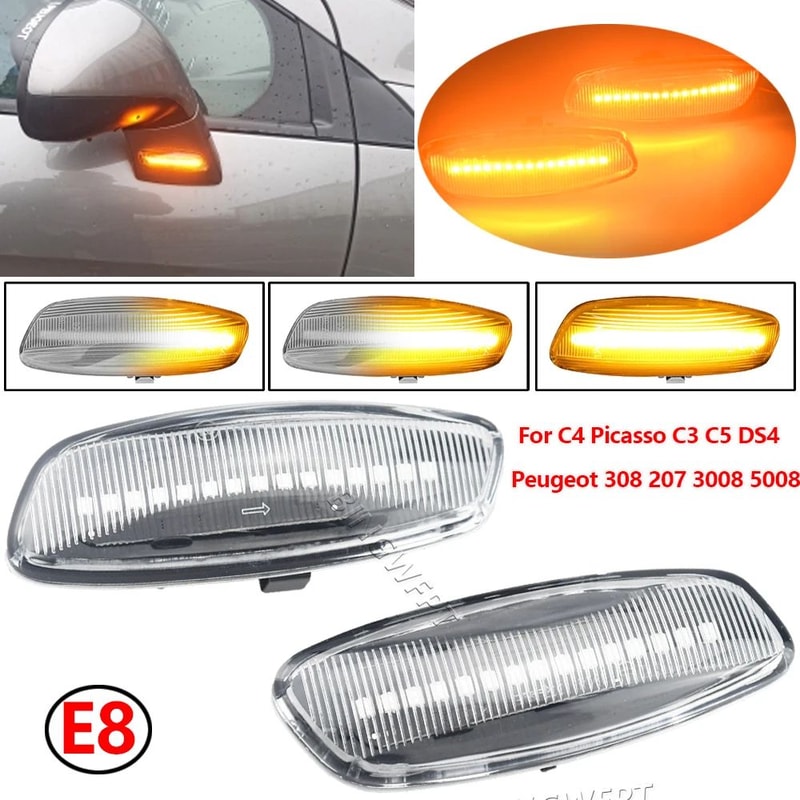 Dynamic LED Sequential Side Marker Lights For Peugeot Citroen 2Piece Set 5