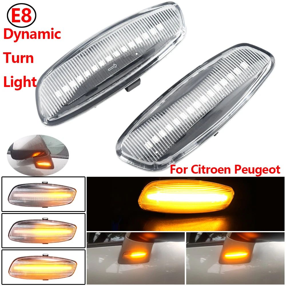 Dynamic LED Sequential Side Marker Lights For Peugeot Citroen 2Piece Set 6