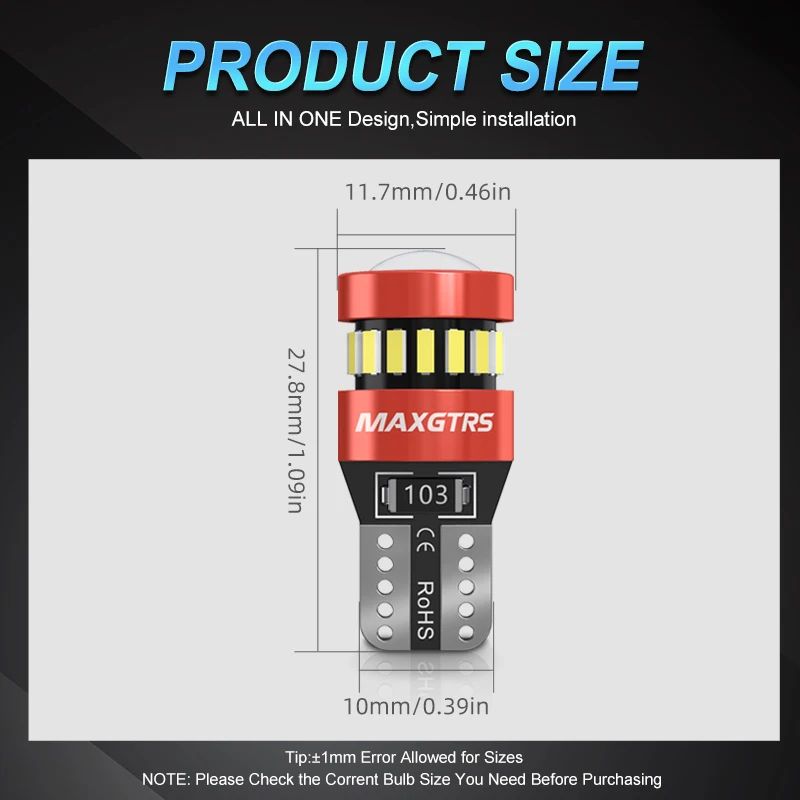 Canbus ErrorFree T10 LED Bulbs Flash Strobe W5W 12V Parking Clearance Lights 2Pack 2