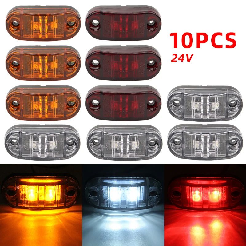 24V LED Trailer Clearance Marker Lights Waterproof Side Warning Tail Light Kit For Trucks Vans Ca 0