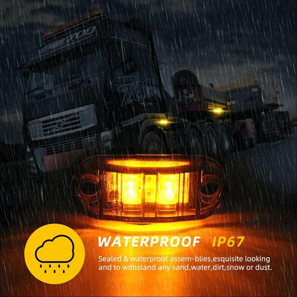 24V LED Trailer Clearance Marker Lights Waterproof Side Warning Tail Light Kit For Trucks Vans Ca 2