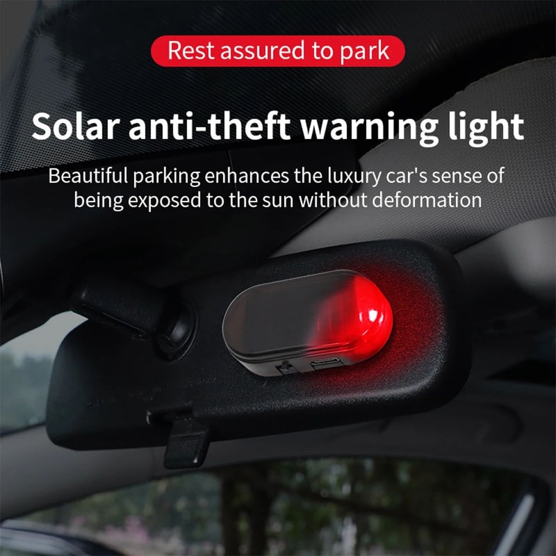 Solar Dummy Car Alarm Light With Auto Night Sensor Flashing LED Fake Security Warning Lamp 0