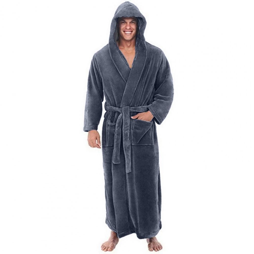 Mens Hooded Bathrobe For Warm After Shower Comfort And Everyday Home Lounging 5