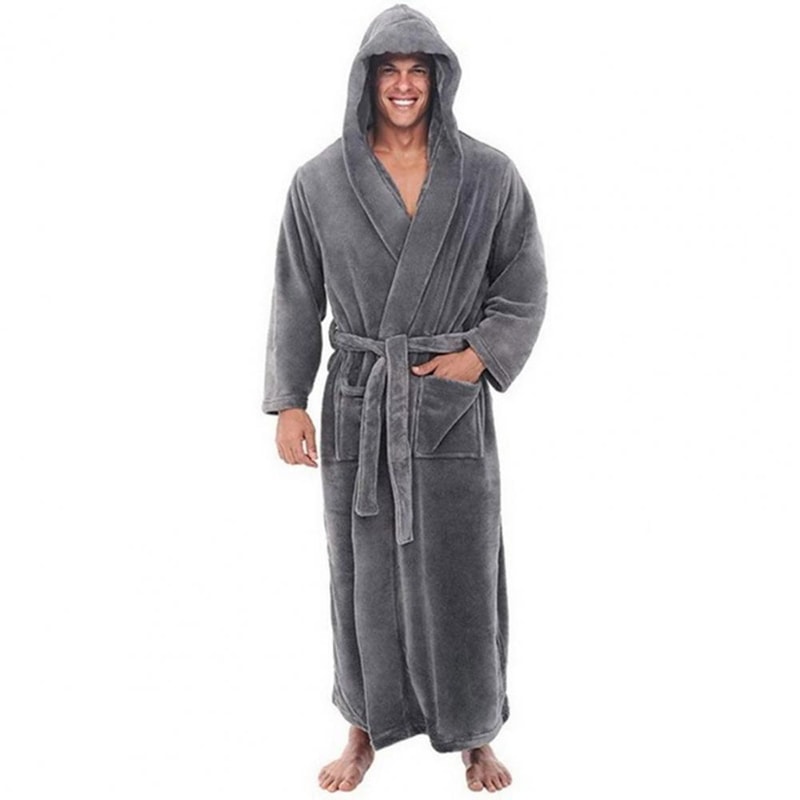 Mens Hooded Bathrobe For Warm After Shower Comfort And Everyday Home Lounging 6