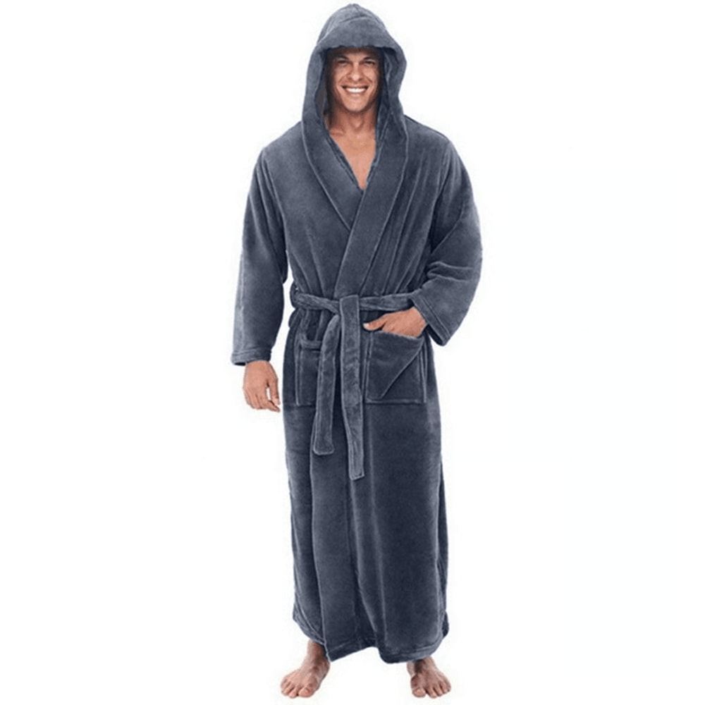 Mens Hooded Bathrobe For Warm After Shower Comfort And Everyday Home Lounging 8