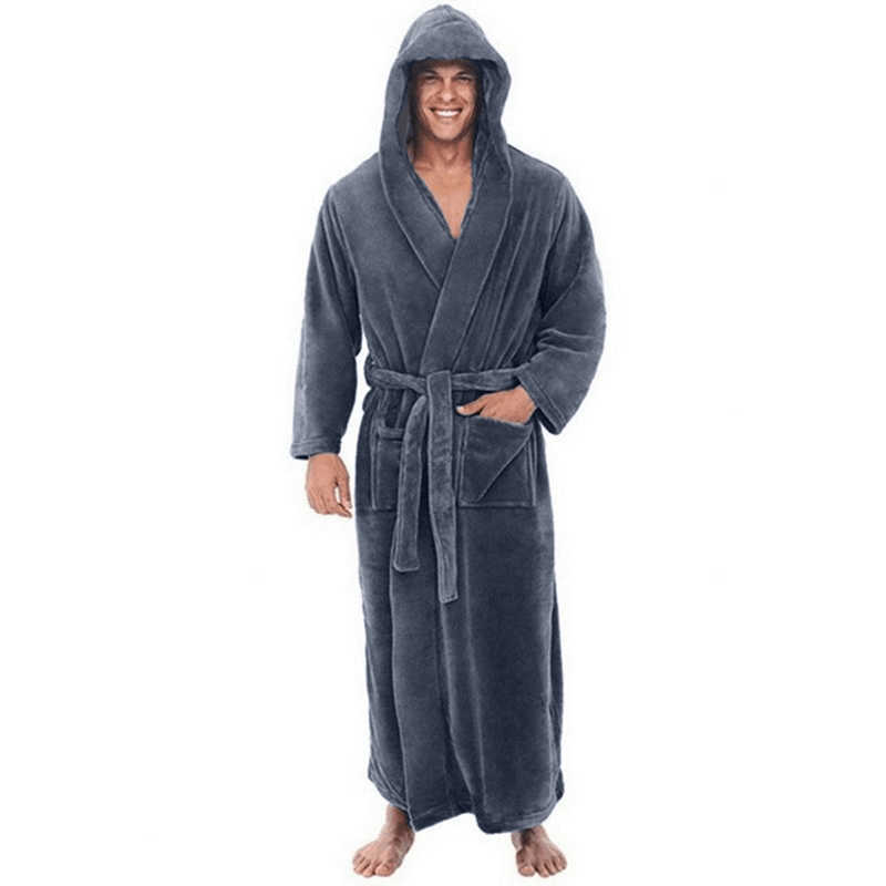 Mens Hooded Bathrobe For Warm After Shower Comfort And Everyday Home Lounging 8