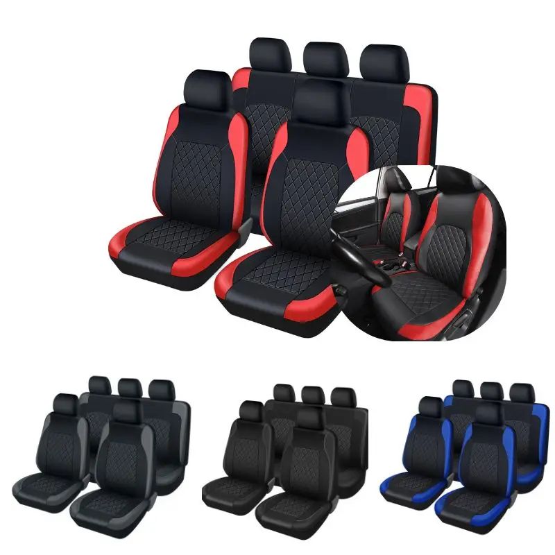 Premium Faux Leather Car Seat Covers Full Set For Cars SUVs Trucks 0