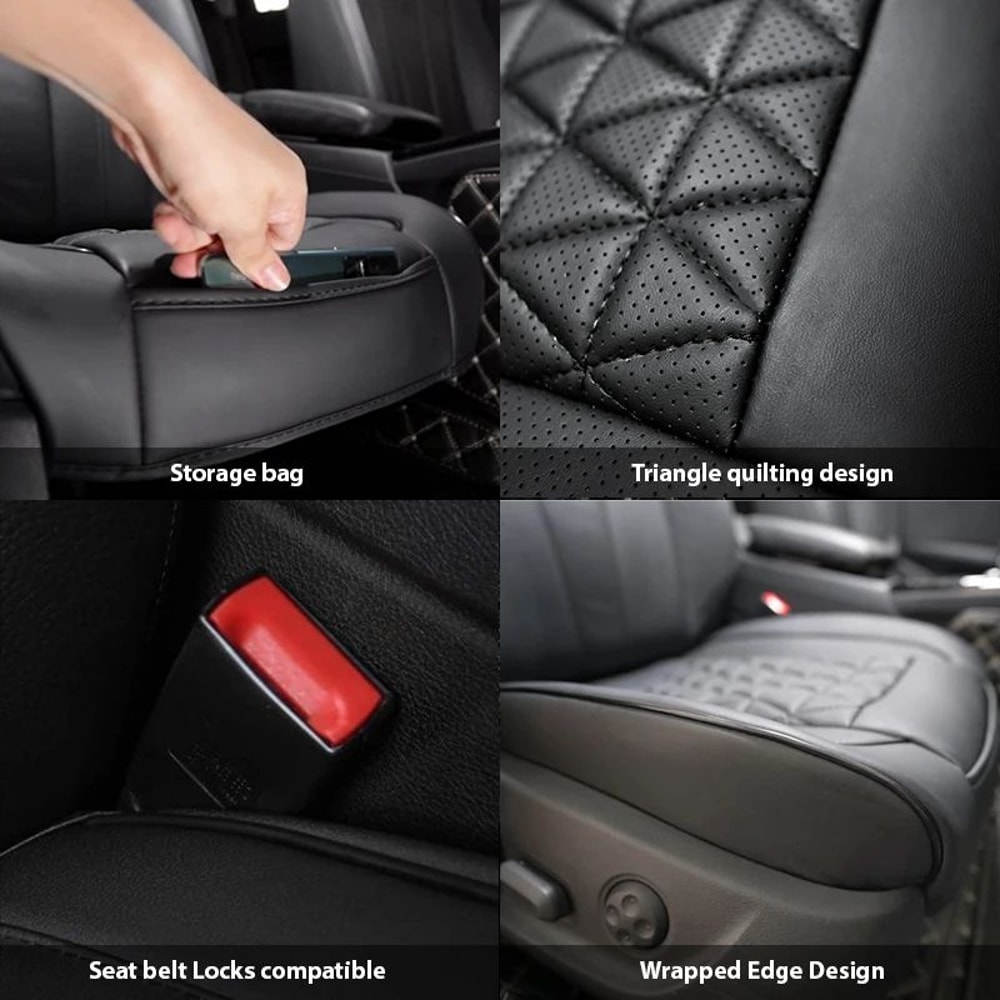 Premium PU Leather Car Seat Cover Universal Front Seat Cushion Protector 5