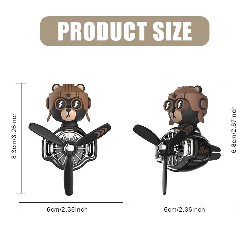 Bear Pilot Rotating Car Vent Air Freshener Refillable Vent Clip Fragrance Diffuser With Propeller 4
