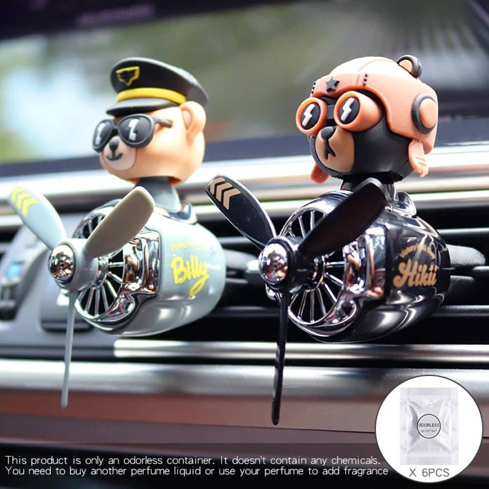 Bear Pilot Rotating Car Vent Air Freshener Refillable Vent Clip Fragrance Diffuser With Propeller 9