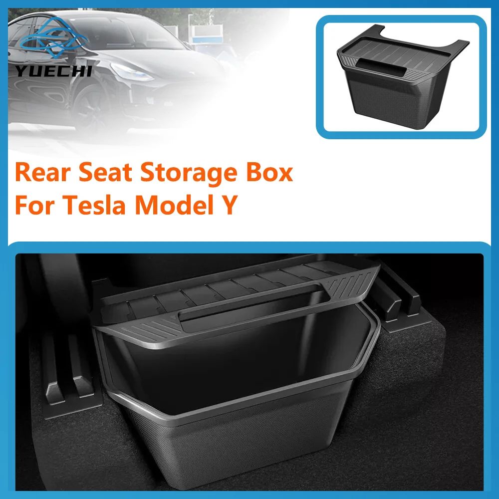 Tesla Model Y Rear Seat Storage Box Backseat Organizer With Lid Hidden Trash Can Console Bin For 0