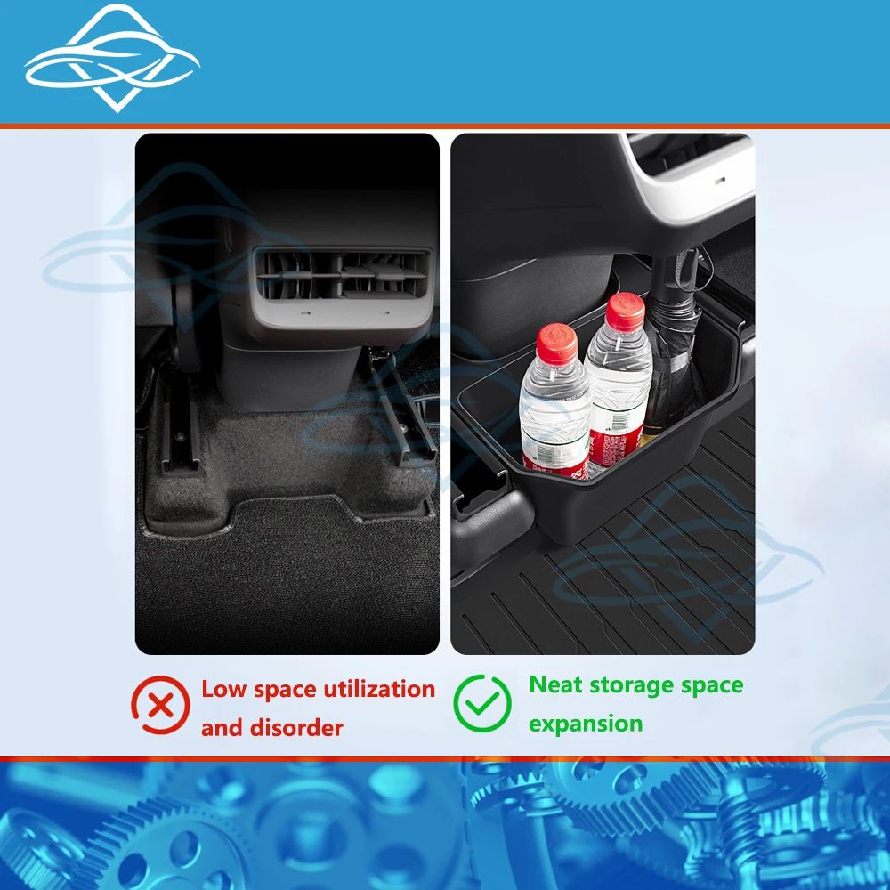 Tesla Model Y Rear Seat Storage Box Backseat Organizer With Lid Hidden Trash Can Console Bin For 1