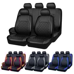 all-season quilted pu leather waterproof car seat cover set, full-surround protection, universal fit
