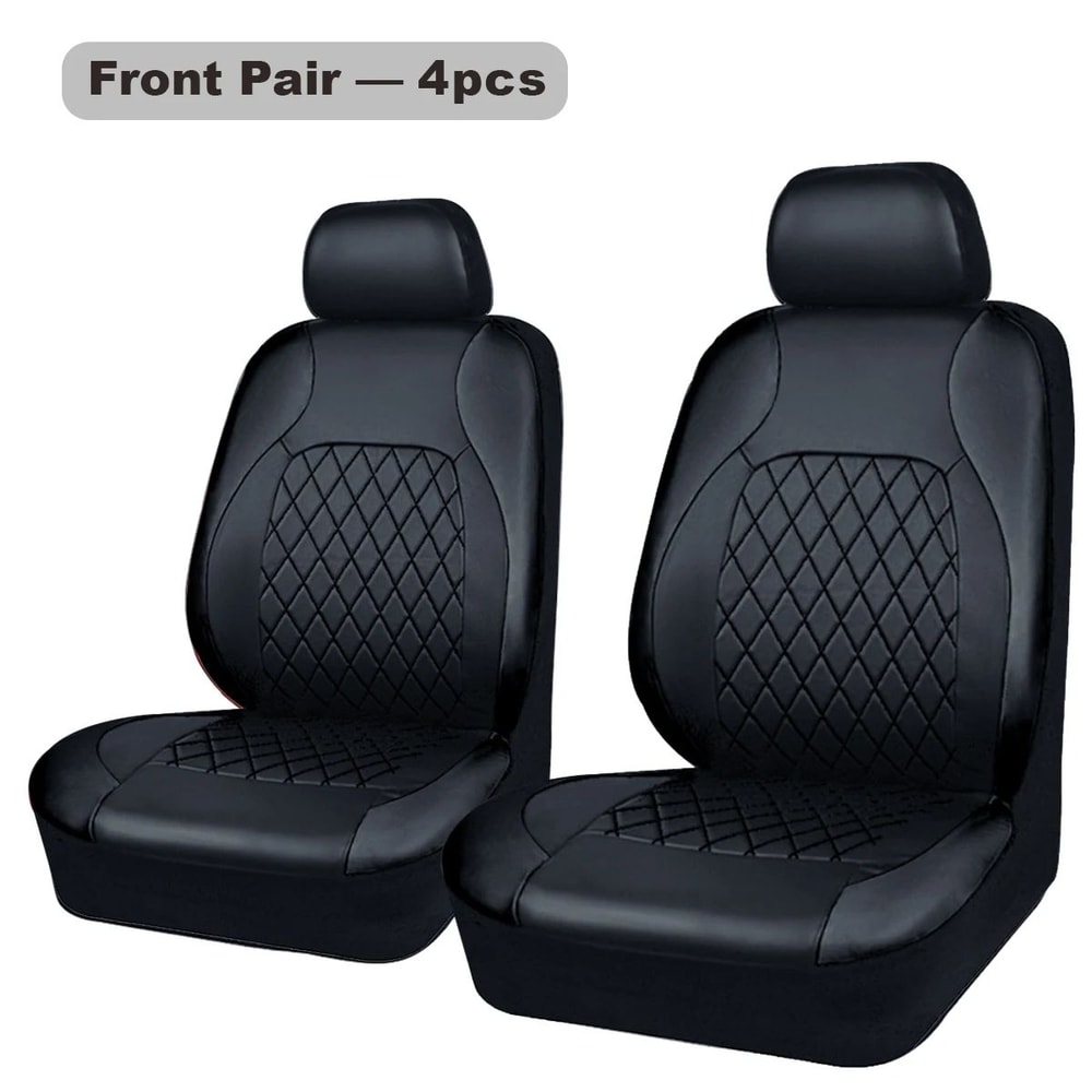 AllSeason Quilted PU Leather Waterproof Car Seat Cover Set FullSurround Protection Universal Fit 6