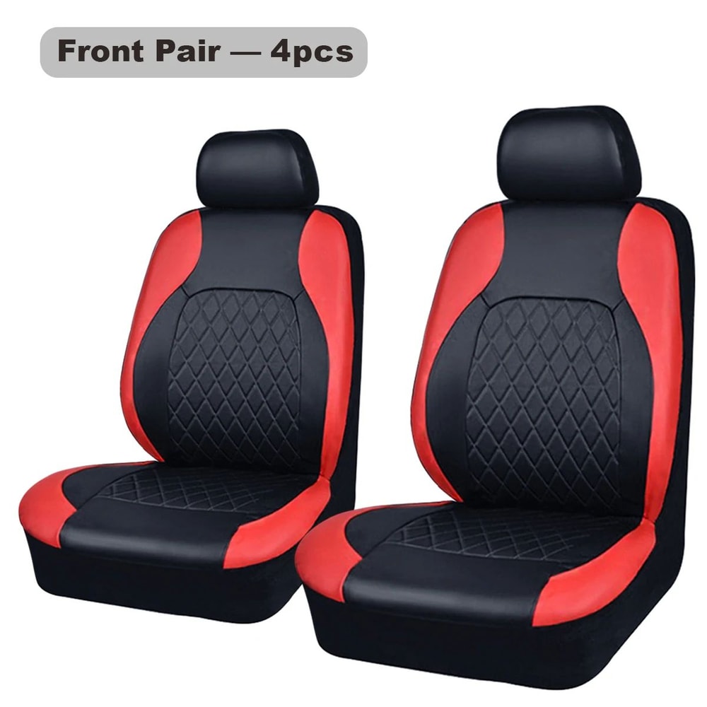 AllSeason Quilted PU Leather Waterproof Car Seat Cover Set FullSurround Protection Universal Fit 9