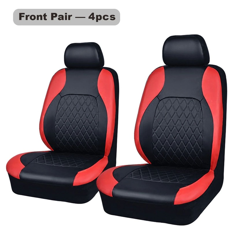 AllSeason Quilted PU Leather Waterproof Car Seat Cover Set FullSurround Protection Universal Fit 9