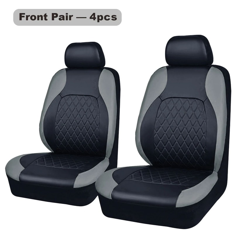 AllSeason Quilted PU Leather Waterproof Car Seat Cover Set FullSurround Protection Universal Fit 10